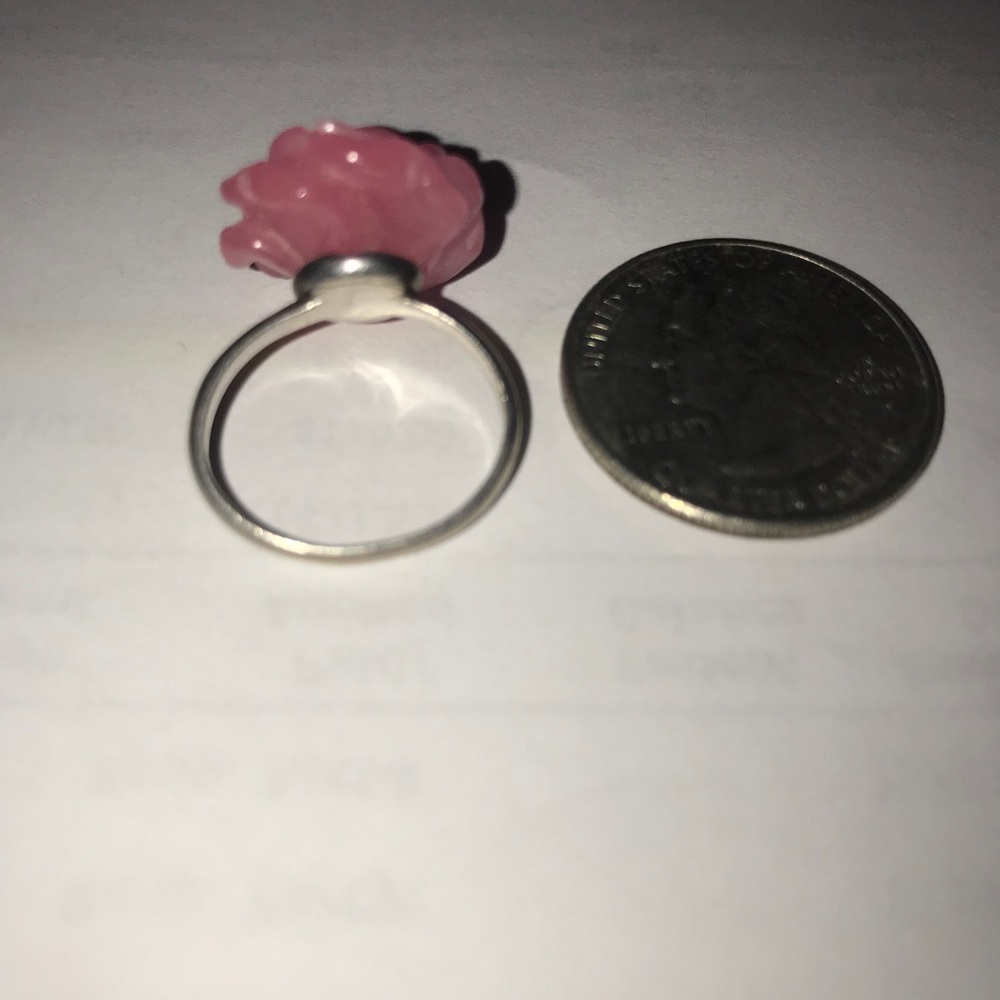 Sterling silver pink jade ring - Picture 2 of 2